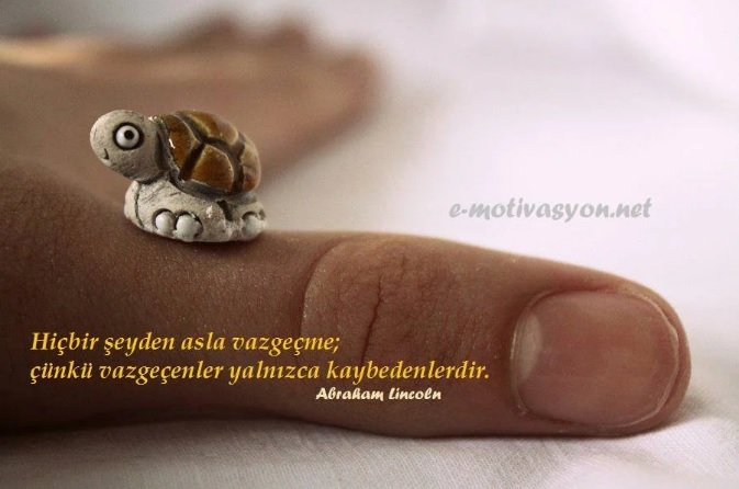 Hiçbir şeyden asla vazgeçme; çünkü vazgeçenler, yalnızca kaybedenlerdir." Abraham Lincoln