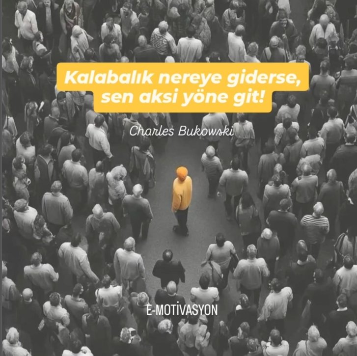 Kalabalık nereye giderse, sen aksi yöne git. Charles Bukowski