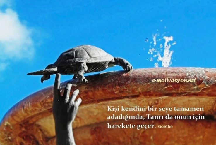 "Kişi bir şeye kendini tamamen adadığında, Tanrı da onun için harekete geçer." Goethe